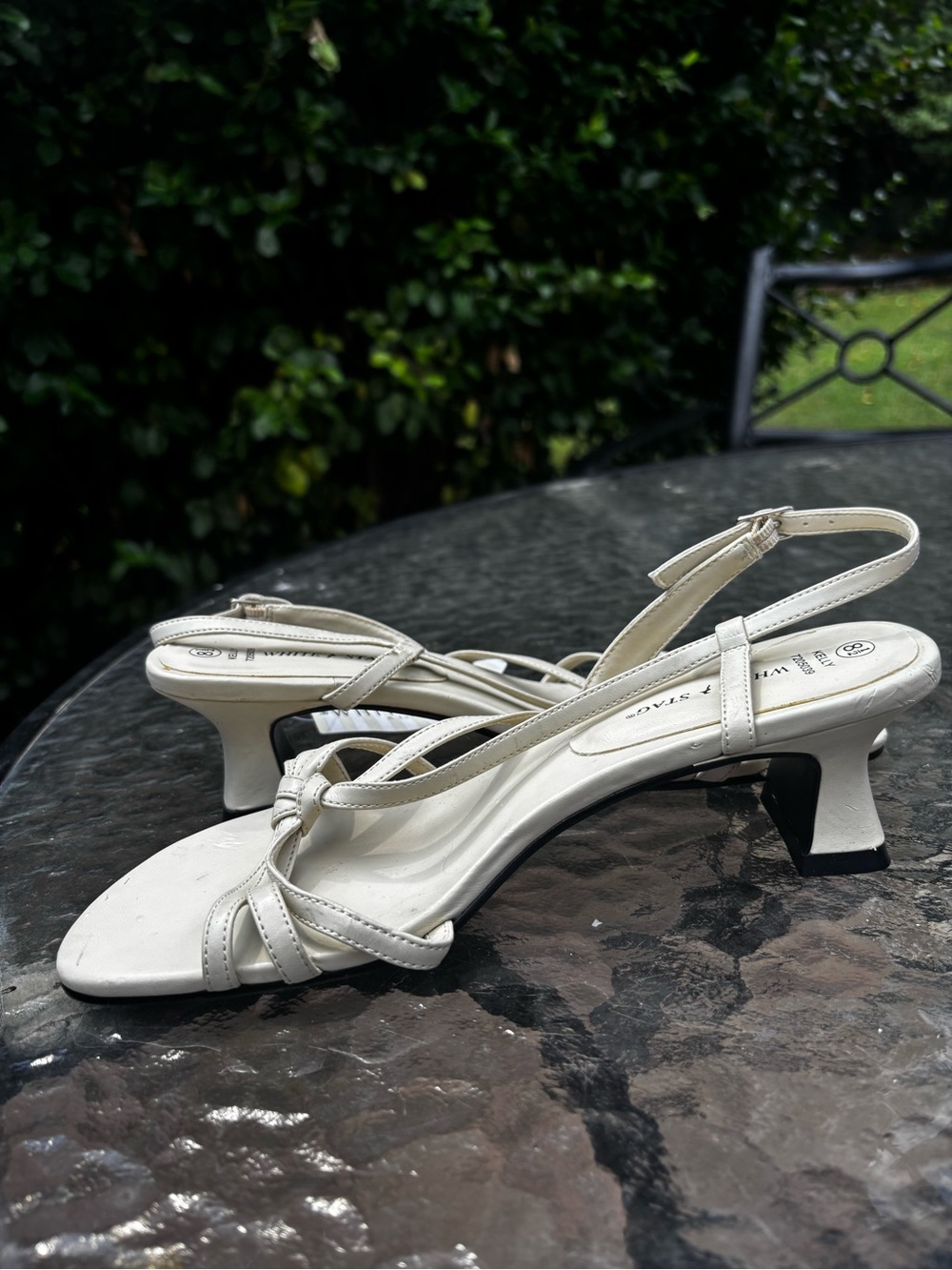 White Stag Ivory Knot Slingback Heels